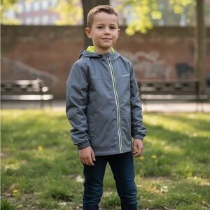 Boy's London Fog Fleece Lined Gray Windbreaker Jacket Sz7  (A002)